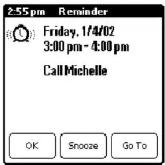 2:55 pm Reminder Friday, 1/4/02 3:00 pm - 4:00 pm Call Michelle OK Snooze Go To