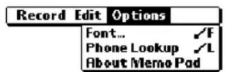 PALM Treo 90 - Options menus - 2