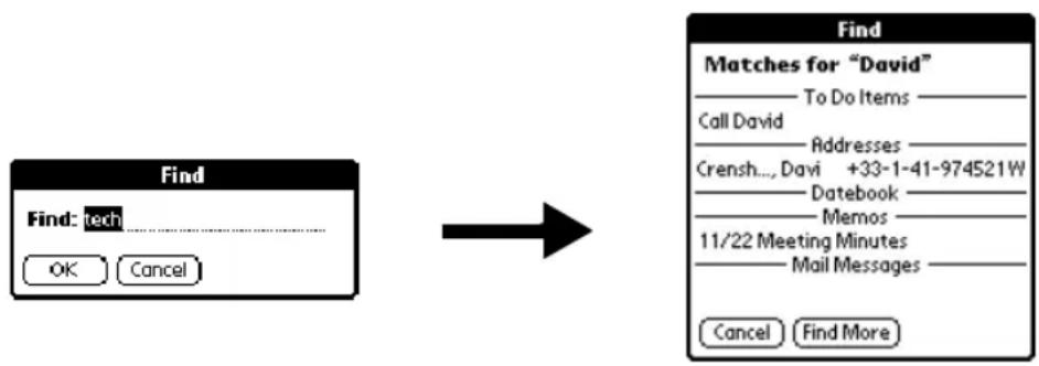 PALM Treo 90 - To use Find: - 1