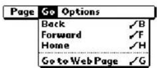 Page Go Options Back ✓B Forward ✓F Home ✓H Go to Web Page ✓G