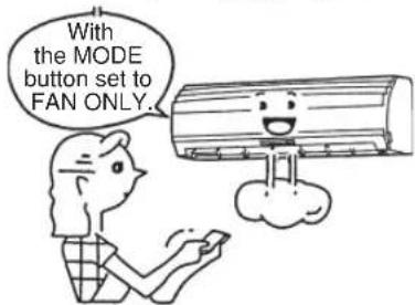 With the MODE button set to FAN ONLY.