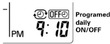 - PM OFF 9:10 Programed daily ON/OFF