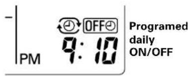 - PM OFF 9:10 Programed daily ON/OFF