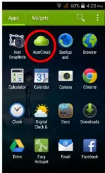 ACER Liquid Z205 - ACERCLOUD SETUP - 1