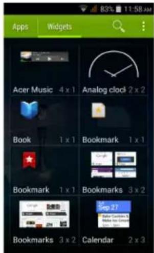 ACER Liquid Z205 - Adding and removing shortcuts and widgets - 1