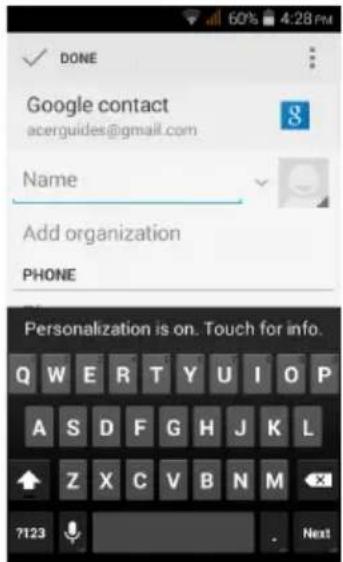 ACER Liquid Z205 - Adding a contact - 2