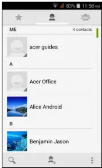 ACER Liquid Z205 - Managing your contacts - 1