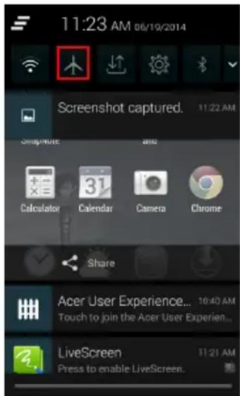 ACER Liquid Z205 - Turning Airplane mode on or off - 1