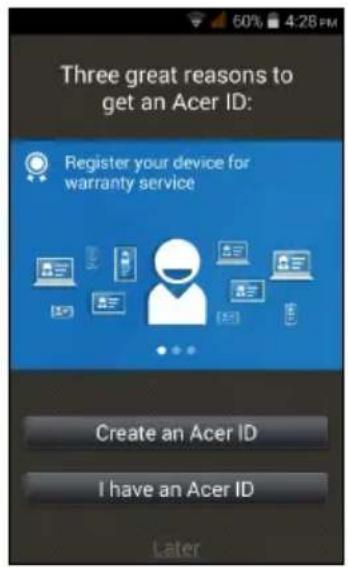 ACER Liquid Z205 - Create an AcerCloud ID - 1