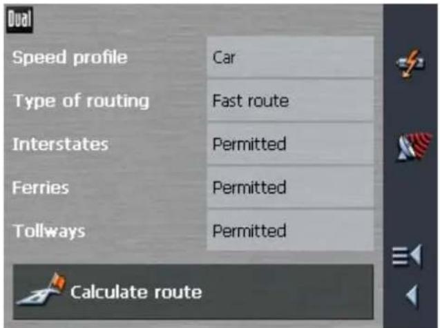 Dual Speed profile Car Type of routing Fast route Interstates Permitted Ferries Permitted Tollways Permitted Calculate route