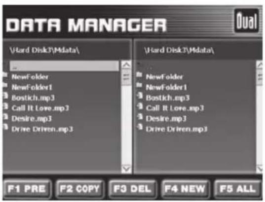 DATA MANAGER \Hard Disk3\Mdata\ NewFolder NewFolder1 Bostich.mp3 Call It Love.mp3 Desire.mp3 Drive Driven.mp3 \Hard Disk3\Mdata\ NewFolder NewFolder1 Bostich.mp3 Call It Love.mp3 Desire.mp3 Drive Driven.mp3 F1 PRE F2 COPY F3 DEL F4 NEW F5 ALL