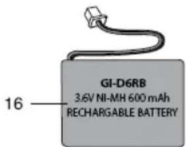GI-D6RB 3.6V NI-MH 600 mAh RECHARGABLE BATTERY 16