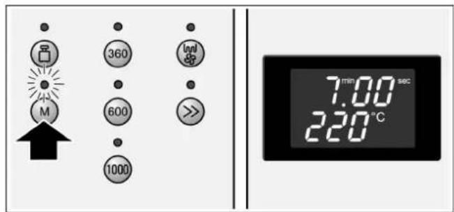 360 600 1000 M 7 min 00 sec 220 °C