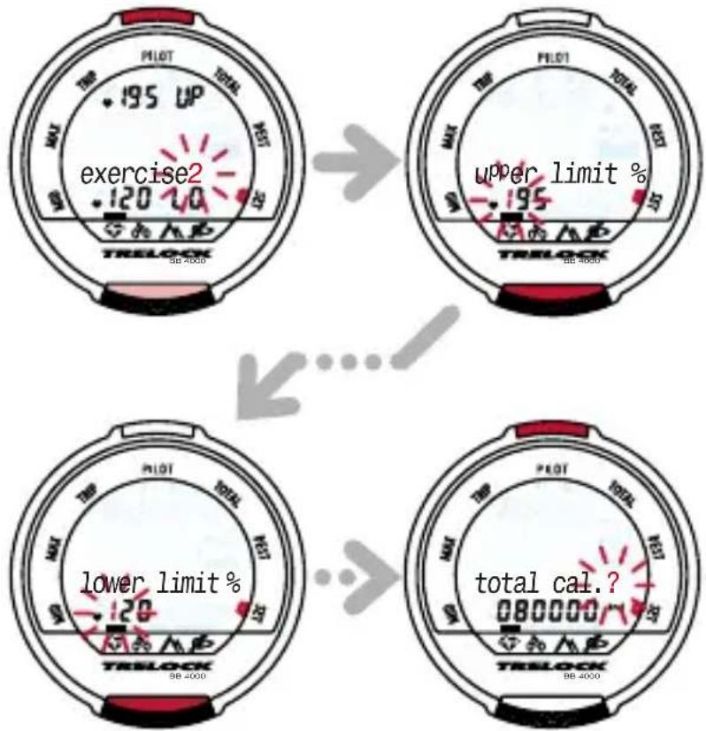 TRELOCK BB 3500 - Adjusting the heart rate, training intensity and the total calorie counter - 2