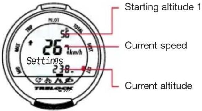 Starting altitude 1 Current speed Settings 26 km/h 238. TRIBLO-CK no -4050 Current altitude