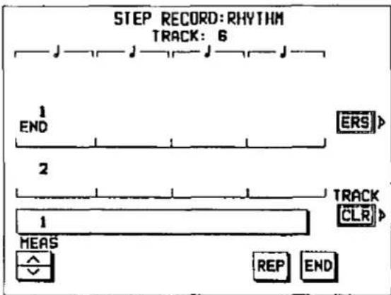 STEP RECORD: RHYTHM TRACK: 6 1 END 2 1 MEAS ERS > TRACK CLR > REP END
