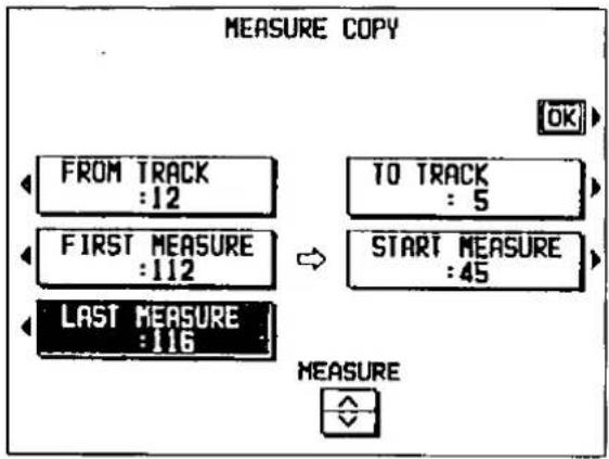 MEASURE COPY FROM TRACK : 12 FIRST MEASURE : 112 LAST MEASURE : 116 TO TRACK : 5 START MEASURE : 45 MEASURE