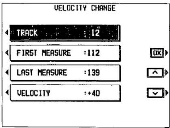 VELOCITY CHANGE TRACK : 12 FIRST MEASURE :112 LAST MEASURE :139 VELOCITY :+40