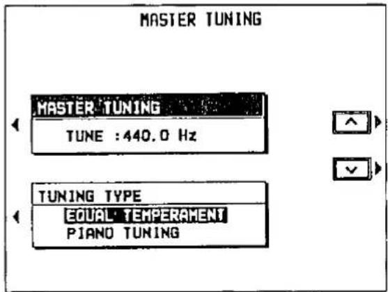 MASTER TUNING MASTER TUNING TUNE : 440.0 Hz TUNING TYPE EQUAL TEMPERAMENT PIANO TUNING