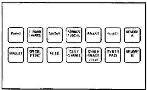 PIANO I PIANO /HARPSI DINTER STRINGS /VOCAL BRASS ELLUE MEMORY A Mallet SPECIAL FTRAC HEED SAX / CLARKI SYNTH /BRASS /LEAD SYNTH /PAD MEMORY B