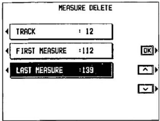MEASURE DELETE TRACK : 12 FIRST MEASURE :112 LAST MEASURE :139