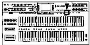 Scanned image of a vintage electronic instrument with labeled keys and control buttons