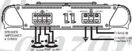 SPEAKER IMPEDANCE 4 OHMSI TUBE GROUND 1:1 To Battery To Remote Output From Head Unit Up spaper Red spaser