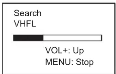 Search VHFL VOL+: Up MENU: Stop