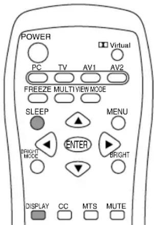 POWER Virtual PC TV AV1 AV2 FREEZE MULTI VIEW MODE SLEEP MENU BRIGHT ENTER BRIGHT MODE DISPLAY CC MTS MUTE