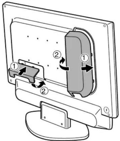 Diagram of a computer monitor showing internal components with numbered labels and directional arrows indicating movement or flow.