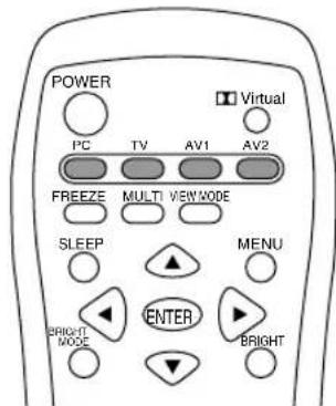 POWER Virtual PC TV AV1 AV2 FREEZE MULTI VIEWNODE SLEEP MENU PRIGHT ENTER MODE BRIGHT