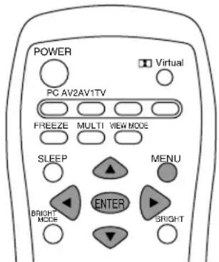 POWER Virtual PC AV2AV1TV FREEZE MULTI VIEW MODE SLEEP MENU ENTER BRIGHT MODE BRIGHT MODE