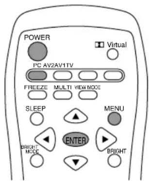 POWER Virtual PC AV2AV1TV FREEZE MULTI VIEW MODE SLEEP MENU ENTER BRIGHT MODE BRIGHT
