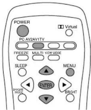 POWER Virtual PC AV2AV1TV FREEZE MULTI VIEW MODE SLEEP MENU ENTER BRIGHT MODE BRIGHT