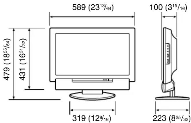 589 (23¹³/₆₄) 479 (18⁵⁵/₆₄) 431 (16³¹/₃₂) 319 (12⁹/₁₆) 100 (3¹⁵/₁₆) 223 (8²⁵/₃₂)