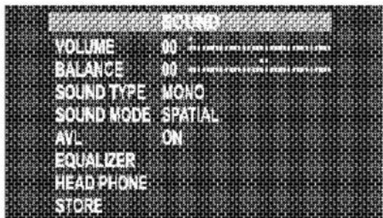 VOLUME BALANCE SOUND TYPE SOUND MODE AVL EQUALIZER HEAD PHONE STORE