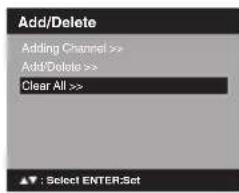 Add/Delete Adding Channel >> Add/Delete >> Clear All >>