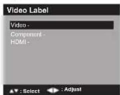Video Label Video - Component - HDMI -