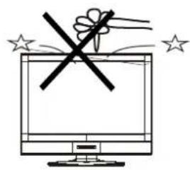Diagram showing a computer monitor with a crossed-out X symbol and stars, possibly indicating a prohibition or anti-corruption theme.