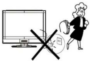 Illustration showing a person running away from a computer screen with a crossed-out 'X' symbol and a circular icon containing a 'buy' sign.