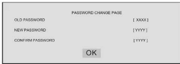 PASSWORD CHANGE PAGE OLD PASSWORD [ XXXX] NEW PASSWORD [YYYY] CONFIRM PASSWORD [YYYY] OK