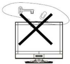 Diagram showing a computer monitor with a crossed X symbol and a key, indicating no text or symbols beyond the crossed X.
