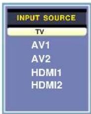 INPUT SOURCE TV AV1 AV2 HDMI1 HDMI2