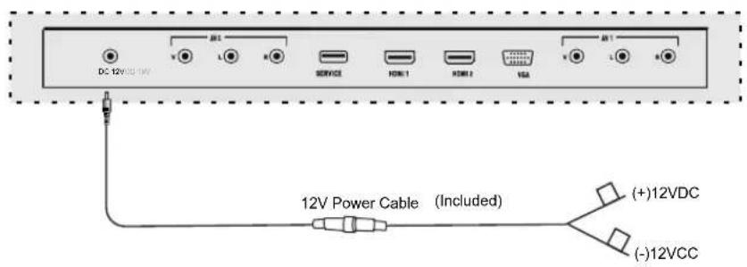 DC 12V DC 1W BCL L Service HDMI HDMI VGA BCL 12V Power Cable (Included) (+)12VDC (-)12VCC