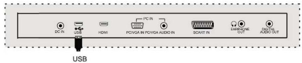 DC IN USB HDMI PC IN PC/VGA IN PC/VGA AUDIO IN SCART IN EARPHONE OUT DIGITAL AUDIO OUT USB