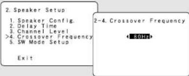 DENON AVR-786S - Press the CURSOR △ or ▽ button to select "Crossover Frequency" at the "Speaker Setup" menu, then press the ENTER button. - 1