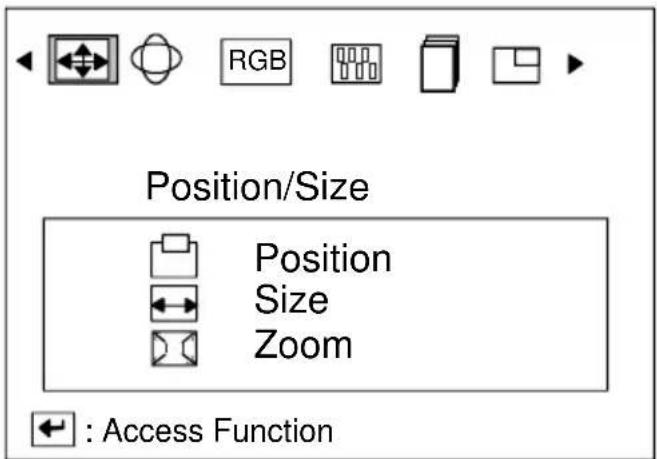 Position/Size Position Size Zoom Access Function