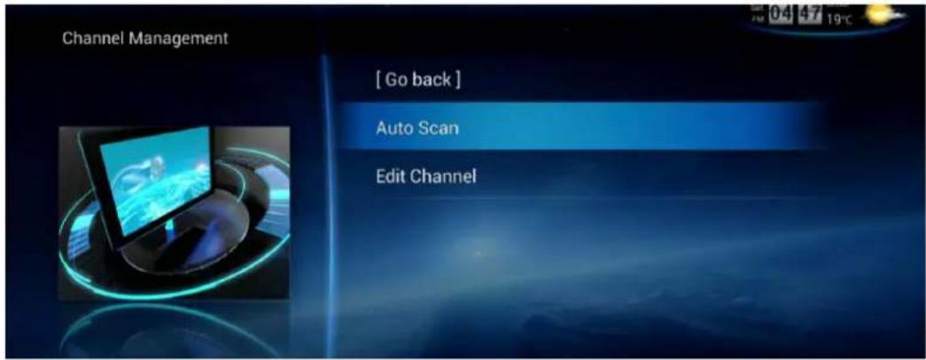 Channel Management [ Go back ] Auto Scan Edit Channel
