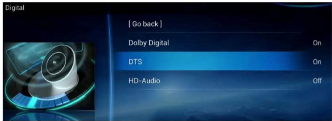 [ Go back ] Dolby Digital On DTS On HD-Audio Off