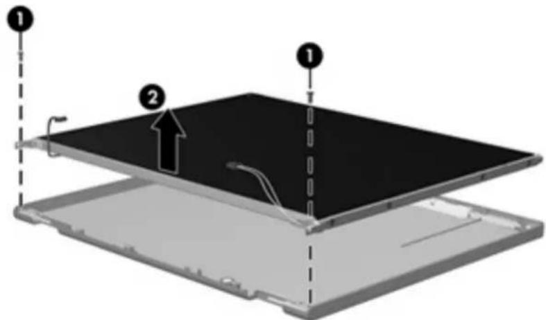 Diagram of a device with labeled components, showing two numbered parts and a dashed line indicating a reference or alignment.